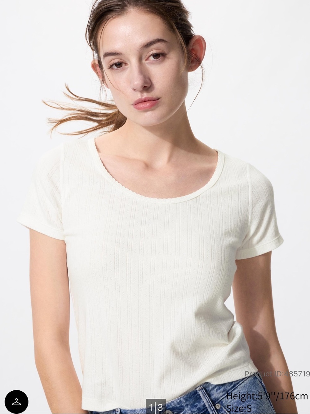 Uniqlo Pointelle round neck mini tshirt bundle white yellow